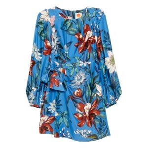 FARM Rio Blue Surreal Flowers Wrap Mini Dress | BRAND NEW!